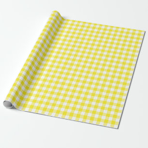 Yellow and White Check Plaid Wrapping Paper