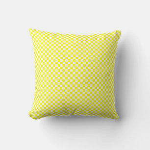 Yellow and White Chequerboard Squares Cushion