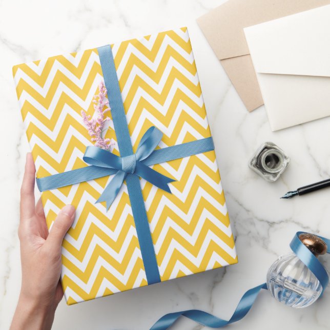 Yellow and White Chevron Wrapping Paper (Gifting)
