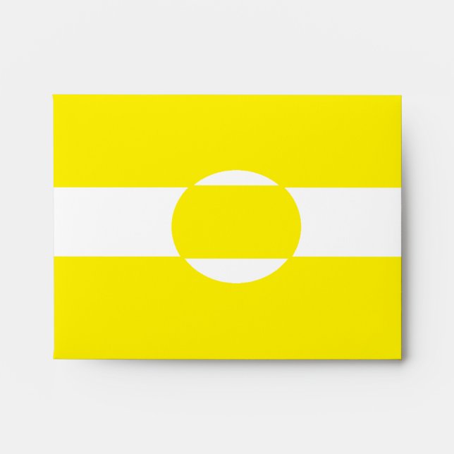 Yellow and white circle shaped envelope (Front)