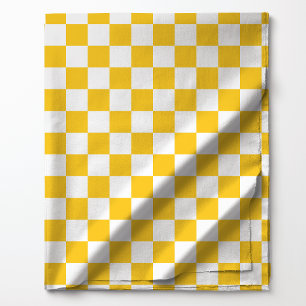 Yellow and White Classic Chequered Pattern Fabric