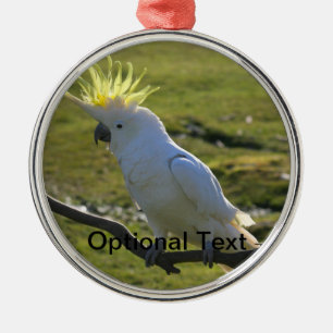 Yellow and White Cockatoo Parrot Metal Tree Decoration