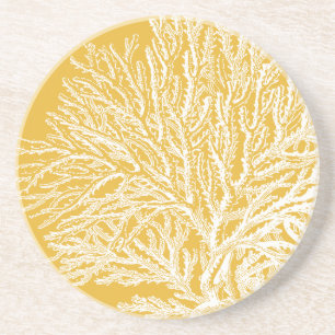 Yellow and White Coral Coaster
