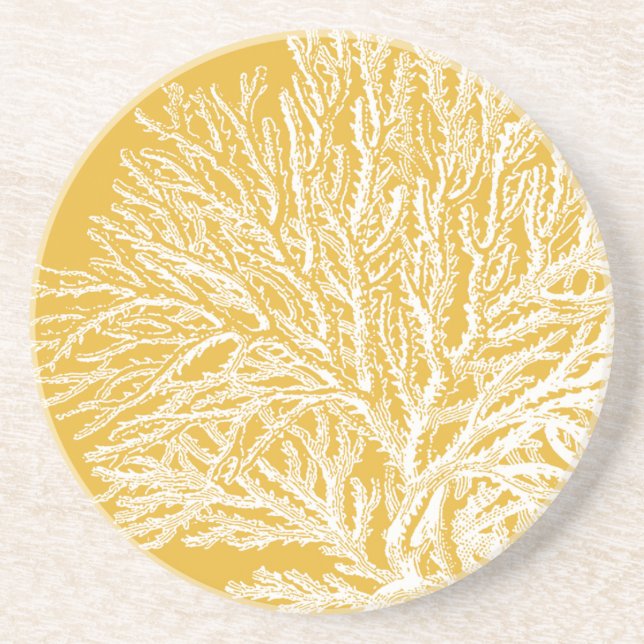 Yellow and White Coral Coaster (Front)