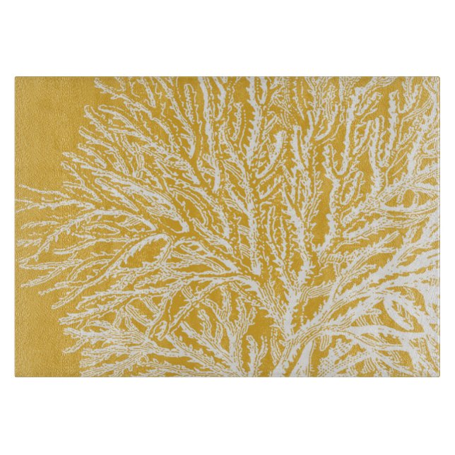 Yellow and White Coral Cutting Board (Front)