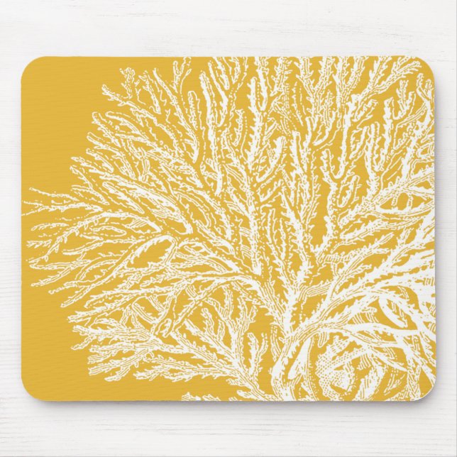 Yellow and White Coral Mouse Mat (Front)