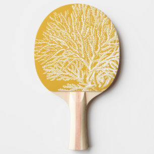Yellow and White Coral Ping Pong Paddle