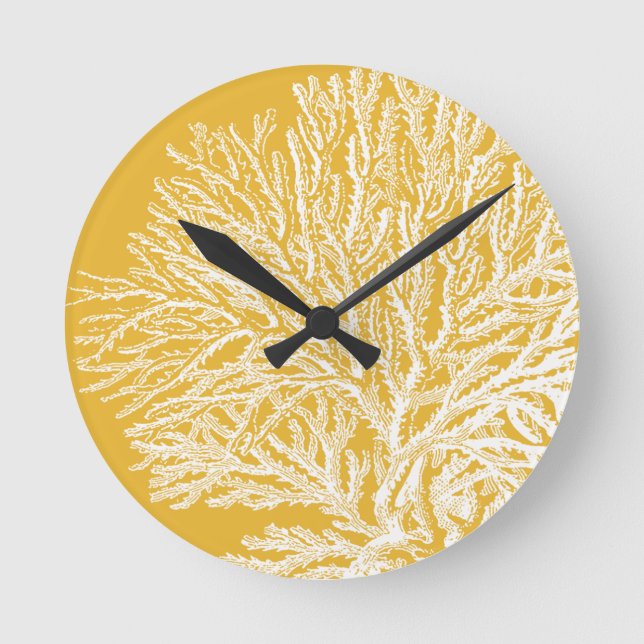 Yellow and White Coral Round Clock (Front)