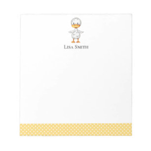Yellow and White Cute Duckling Personalised  Notepad