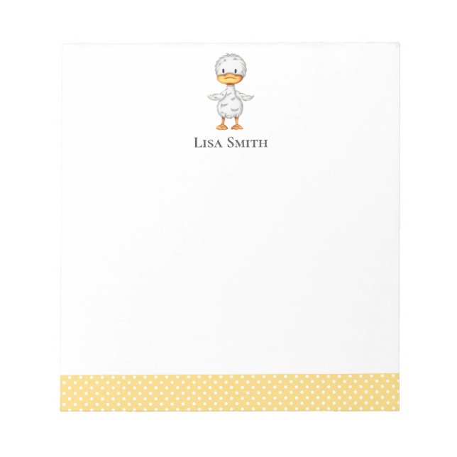 Yellow and White Cute Duckling Personalised  Notepad (Front)