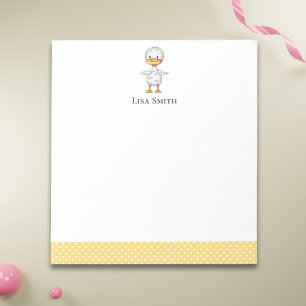 Yellow and White Cute Duckling Personalised Notepad