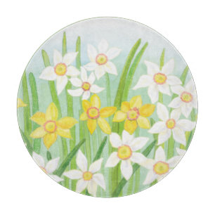 Yellow and White Daffodils in Spring Cutting Board