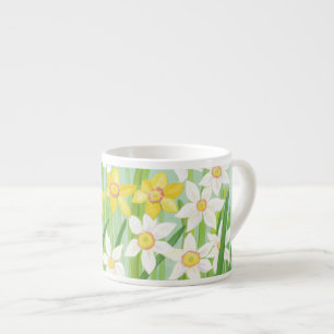 Yellow and White Daffodils in Spring  Espresso Cup