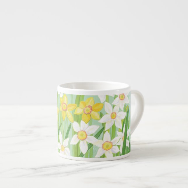 Yellow and White Daffodils in Spring  Espresso Cup (Front Right)