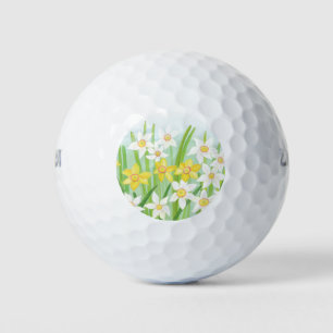 Yellow and White Daffodils in Spring  Golf Balls