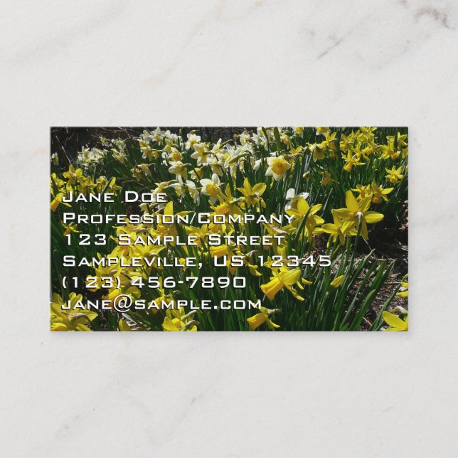 Yellow and White Daffodils Spring Flowers Business Card (Front)