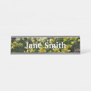 Yellow and White Daffodils Spring Flowers Desk Name Plate