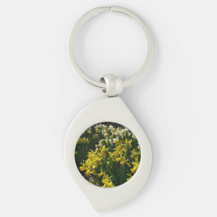 Yellow and White Daffodils Spring Flowers Key Ring