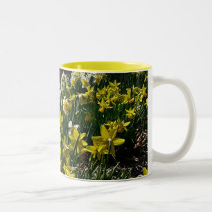 Yellow and White Daffodils Spring Flowers Two-Tone Coffee Mug