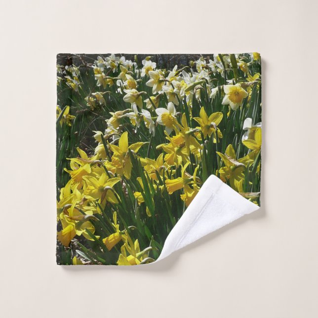 Yellow and White Daffodils Spring Flowers Wash Cloth (Wash Cloth)