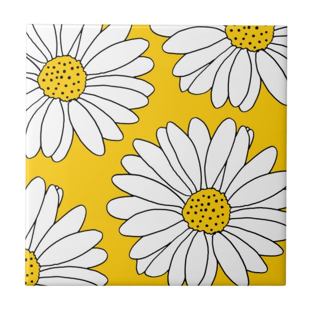 Yellow and White Daisies 2 Tile (Front)