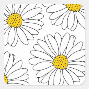 Yellow and White Daisies Square Sticker