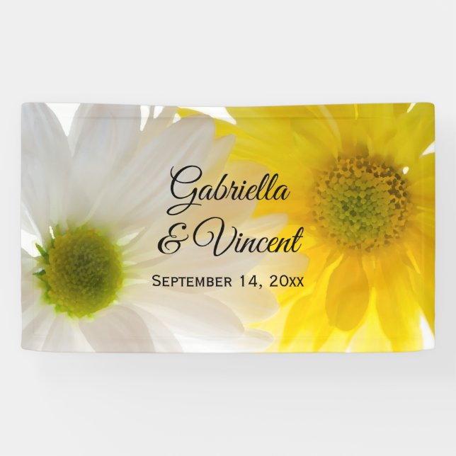 Yellow and White Daisies Wedding Banner (Horizontal)