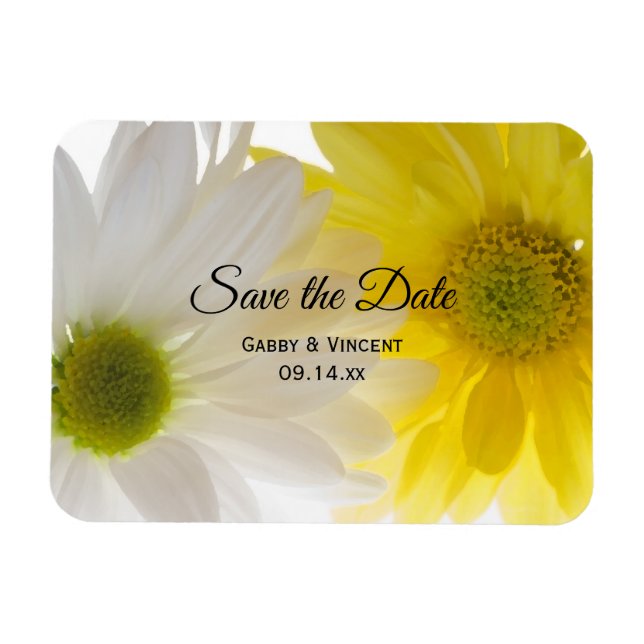 Yellow and White Daisies Wedding Save the Date Magnet (Horizontal)