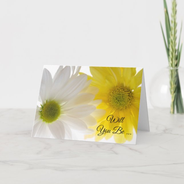 Yellow and White Daisies Will You Be My Bridesmaid Invitation (Front)