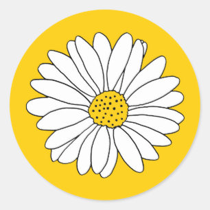 Yellow and White Daisy 2 Classic Round Sticker