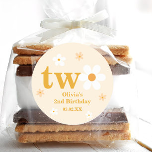 Yellow And White Daisy 2nd Birthday Girl Classic Round Sticker