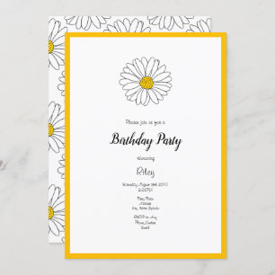 Yellow and White Daisy and Pattern Invitation