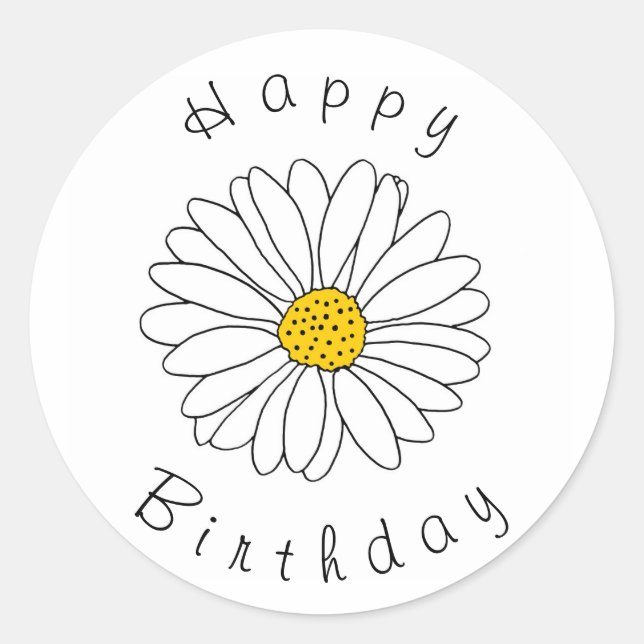 Yellow and White Daisy Classic Round Sticker (Front)