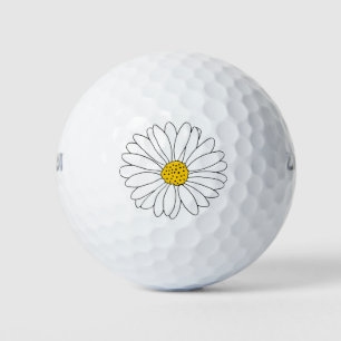 Yellow and White Daisy Golf Balls