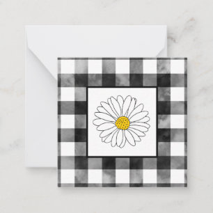 Yellow and White Daisy With Watercolor Plaid Card