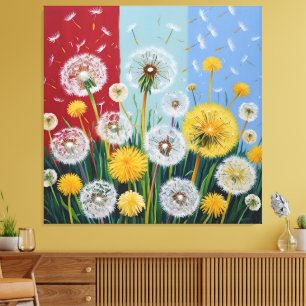 Yellow and White Dandelions Canvas Print