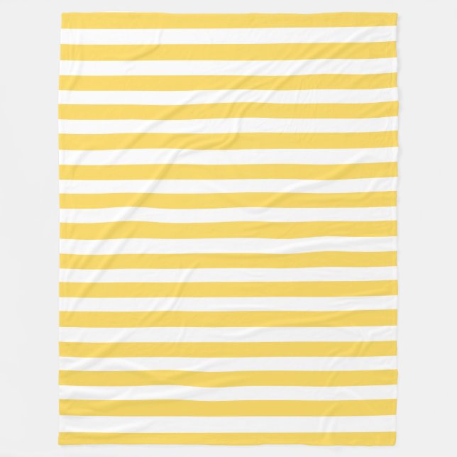 Yellow and White Deckchair Stripes Fleece Blanket (Front)