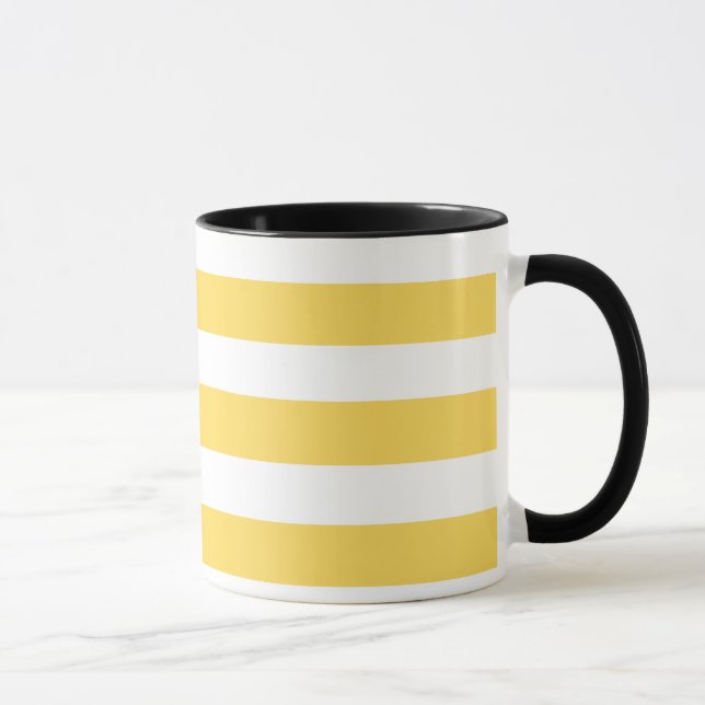 Yellow and White Deckchair Stripes Mug (Right)