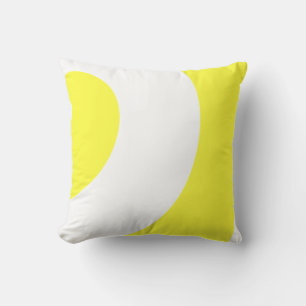 Yellow and White Decorative Swirls Cushion