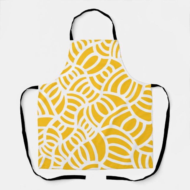Yellow and white Doodle Apron (Front)
