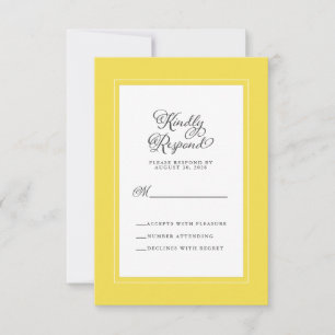 Yellow and White Elegant Wedding Enclosure RSVP Card