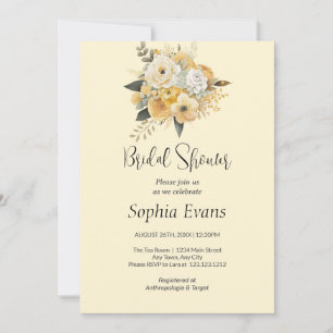 Yellow and White Floral Bouquet Bridal Shower Invitation
