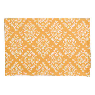 Yellow and White Floral Damask Pillow Case