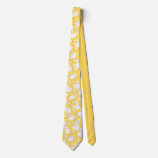 Yellow and White Floral Pattern Groomsmen Wedding Tie
