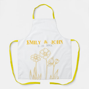 Yellow and White Floral Wedding Apron