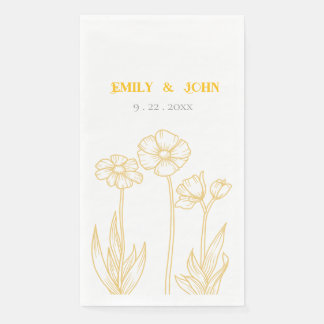 Yellow and White Floral Wedding Napkin