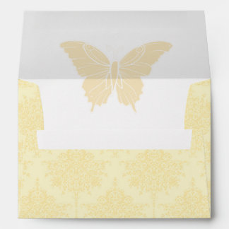 Yellow and White Flowers and Butterflies Wedding Envelope