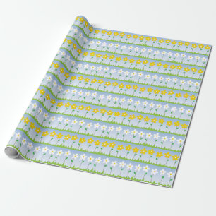 Yellow and White Flowers Pattern Wrapping Paper