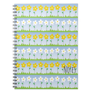 Yellow and White Flowers Spiral Notebook