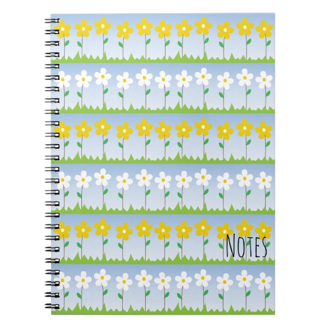 Yellow and White Flowers Spiral Notebook (Front)